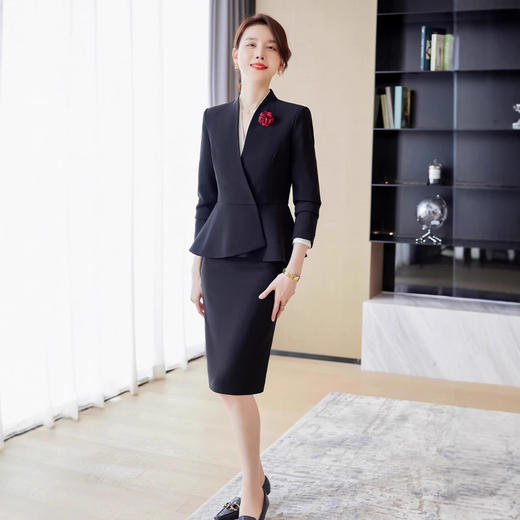 新闻播音艺考上镜服装，主持人正装紫色西装套装XZ-LLY8808 商品图3