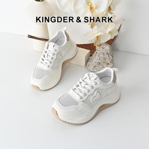 经典鲨2025夏款韩版时尚拼色网状透气平底系带跑步休闲鞋女KW219-529071 商品图0