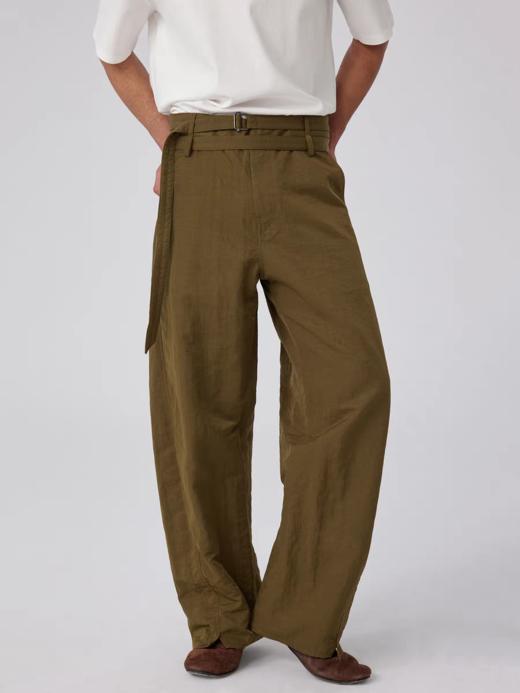 Simple Project/K25122/尼龙双腰带弧形长裤 商品图0