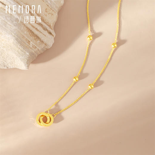 【福利拼团】18k金项链 简约双环项链环环相扣套链女士礼物MEMORA诗普琳KN313501（线上专供） 商品图8