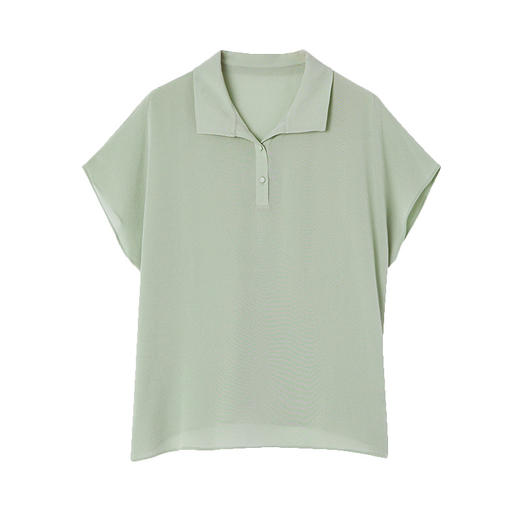 KQ-54832真丝短袖女装t恤夏季2025小个子港风短款polo上衣.桑蚕丝衬衫时尚 商品图4