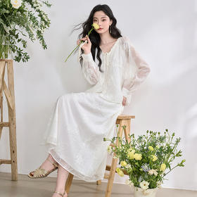 复古文艺感天丝重工肌理感绣花衬衫女衬娃娃款衣V0550243