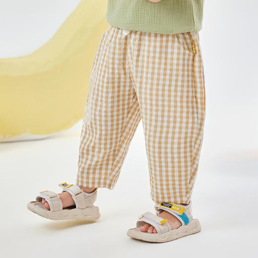 嘟嘟家儿童夏季长裤男童薄款空调裤女宝束脚针织格子裤空调裤子 商品图2