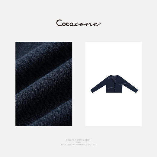 COCO ZONE刘一一 简约藏蓝色轻薄单排扣毛针织开衫CD1A0396 商品图2