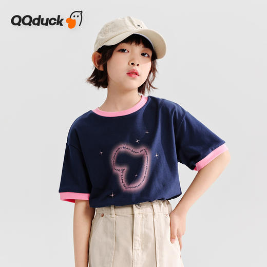 【新疆长绒棉】【120-165】【可可鸭】女童夏季短袖T恤休闲百搭（95%棉 5%氨纶） 商品图1