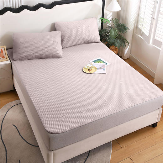 南方生活超声波3D冰豆豆凉席三件套 180*200cm  48*74cm 粉玉/高级灰/香槟金 商品图0