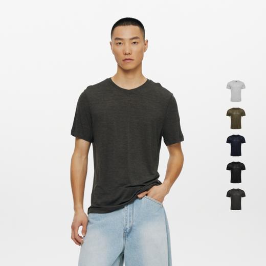 oneup羊毛小v领短袖T恤 商品图0