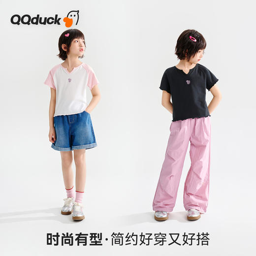 【120-165】【可可鸭】女童夏季短袖T恤修身小短款 商品图9