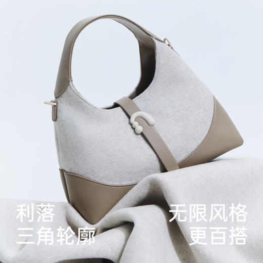 Amazing Song乙颂 三角包手提斜挎牛皮小众设计通勤质感单肩黄色 商品图4