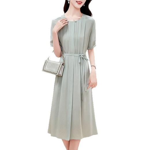 KQ-P09080     03双绉真丝法式气质端庄大气质桑蚕丝短袖连衣裙子女夏季显瘦裙子 商品图4