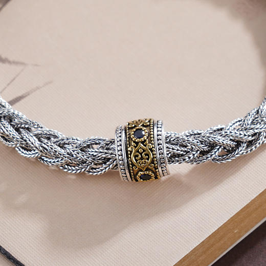 子佩集S925银【古韵绅华】手链【YFSL013】纯银仿古金珠转运交织镀金2503 商品图2