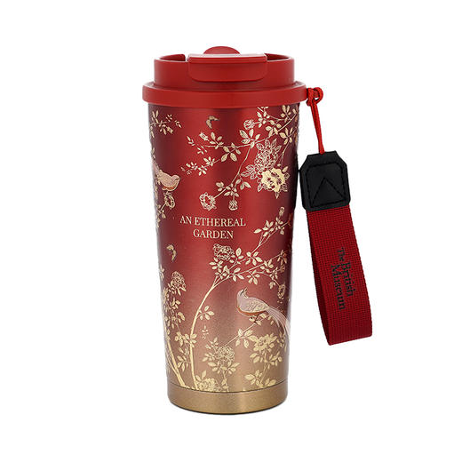 大英博物馆 东方梦境系列 鹊鸣金枝便携咖啡保温杯 红金款 商品图4