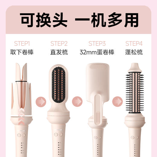 敏煌七合一40/32/28/13MM/直发梳头/蛋卷头/蓬松梳头全自动卷发棒一体随心换多功能卷发直发两用 商品图1