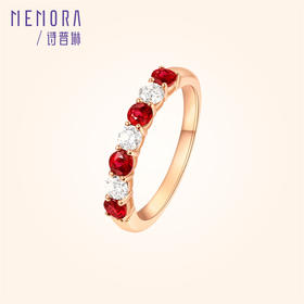 花园系列18k金红宝石戒指 闪耀宝石排戒女士礼物RR221102