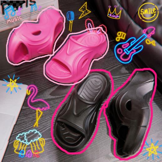 💥【sheii 同款】始源花瓣厚底增高沙滩鞋7315🖤🩷#甜酷风个性潮流❗超帅的厚底一字拖❗更有EVA材质踩屎感舒适脚感❗ ❗𝐏𝐢𝐧𝐤 & 𝐁𝐥𝐚𝐜𝐤高级感配色❗ 商品图1