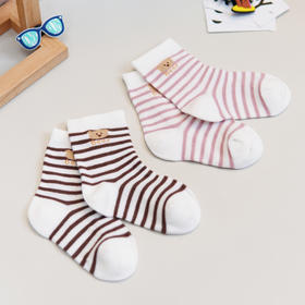 【6双6折】小童春夏网面棉袜条纹可爱宝宝袜舒适透气【2双装  2513201】
