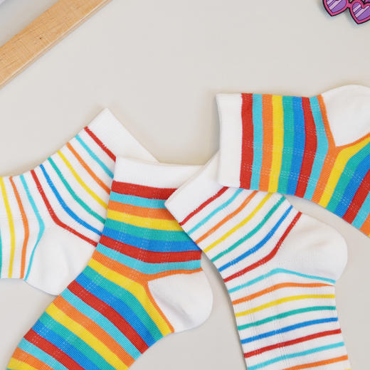【6双6折】中童春夏薄袜子中筒彩条童袜时尚棉袜【2双装 2513207】 商品图4