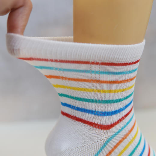 【6双6折】中童春夏薄袜子中筒彩条童袜时尚棉袜【2双装 2513207】 商品图5