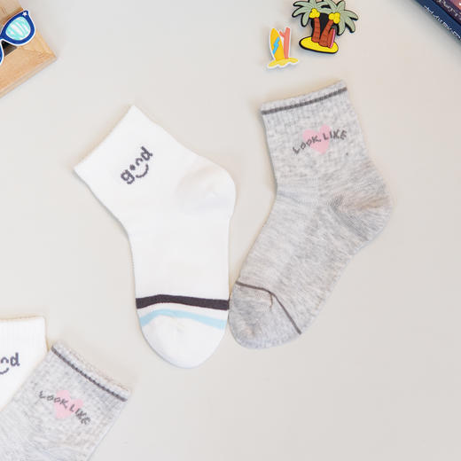 【6双6折】中童夏季网面棉袜透气吸汗舒适女童短筒袜男宝【2双装 2513209】 商品图0