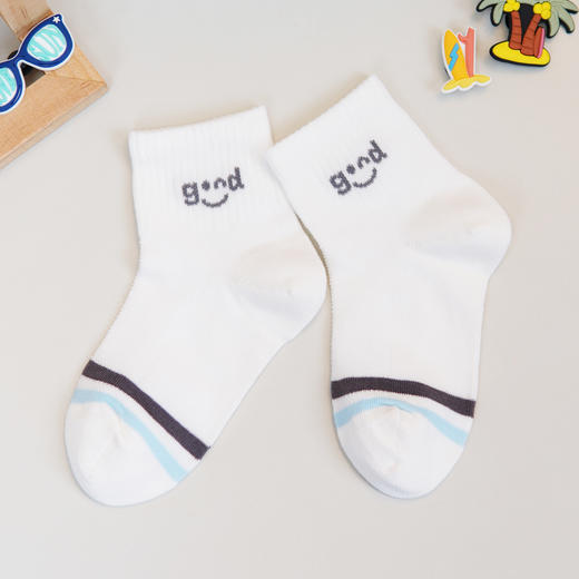 【6双6折】中童夏季网面棉袜透气吸汗舒适女童短筒袜男宝【2双装 2513209】 商品图3
