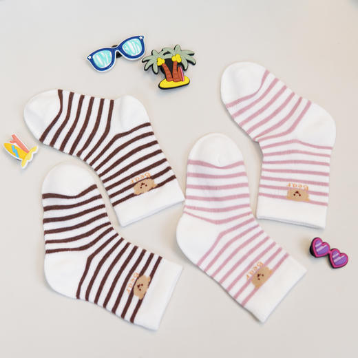 【6双6折】小童春夏网面棉袜条纹可爱宝宝袜舒适透气【2双装  2513201】 商品图3