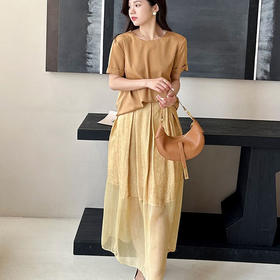 洛诗琳05551圆领真丝T2025夏季高级感显瘦百搭真丝上衣女0766