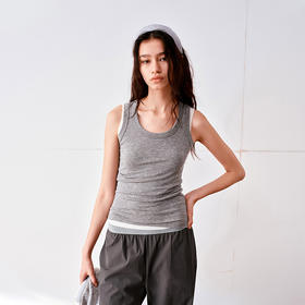 NUTH轻薄弹力吊带女修身亲肤透气U领工字背心女