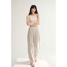 MAISON CECILE亚麻条纹松紧腰实穿百搭松弛感懒人神裤