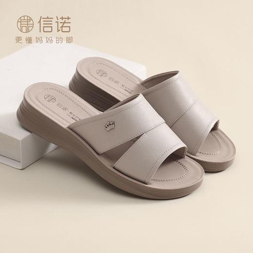 信诺真皮拖鞋女新款2025夏季软底妈妈外穿轻便舒适中老年中年凉鞋5L618-30 商品图5