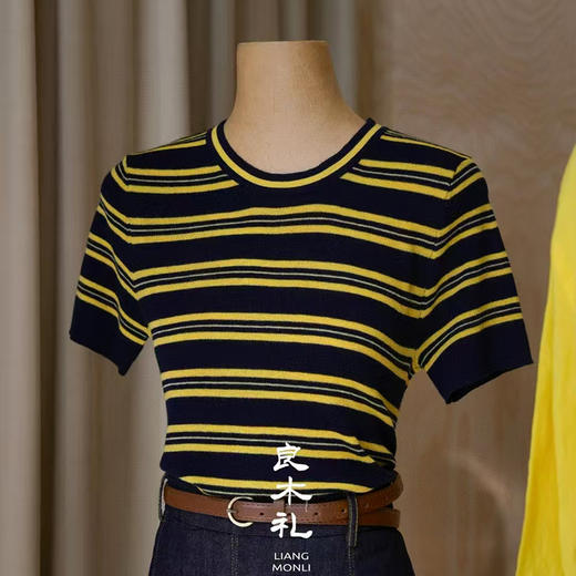 【现货】良木礼条纹短T（9028） 商品图0