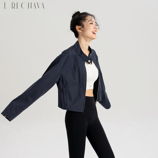 L RECNAVA 小立领带拉链宽松上衣 机能风工装外套 高腰款显腿长 商品图1