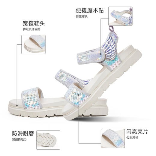泰兰尼斯夏季新款凉鞋女童休闲软底鞋公主露趾凉鞋T07D2B1859 商品图1