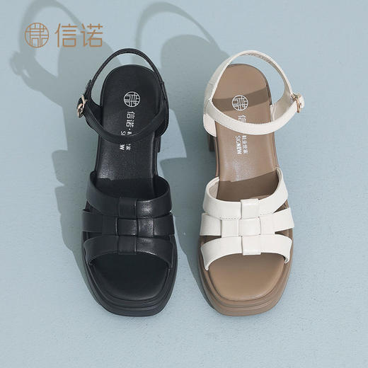 信诺真皮舒适罗马凉鞋女2025夏季新款外穿时尚气质百搭时装女鞋子X5L033-98 商品图6