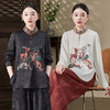 XM-275新中式国风打底衫立领重工刺绣提花小衫2025新款妈妈装t恤衫上衣 商品缩略图1