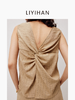 LIYIHAN稿线 | 25夏亚麻交叉领无袖条纹上衣两穿扭结短袖时尚感 商品缩略图3