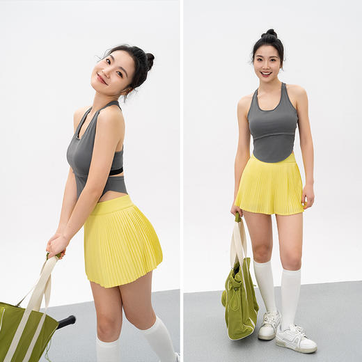 L RECNAVA A字型风琴百褶裙 高腰防走光网球裙 四面弹 透气速干 内置打底裤+口袋 商品图1