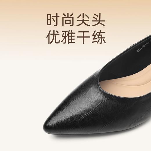 信诺软皮不累高跟鞋2025新款尖头工作鞋黑色百搭职业工作单鞋皮鞋X5C032-56 商品图2