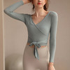 跃牌【洛水之神系列】瑜伽服女长袖性感跑步健身房运动上衣纯欲v领交叉153 商品缩略图1