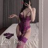 交叉绑带蕾丝连体衣（带丝袜）！！推荐黑色，紫色参考图片 商品缩略图4
