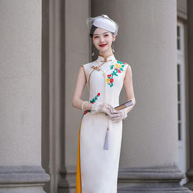 NL20250409 2025夏季新款奥黛旗袍女中式改良版立领长款旗袍气质走秀旗袍礼服