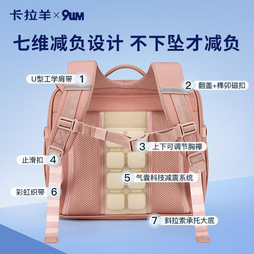 卡拉羊X九微米小学生大容量科技减负气囊剑桥包天鹅堡 U2253+U2768 商品图5