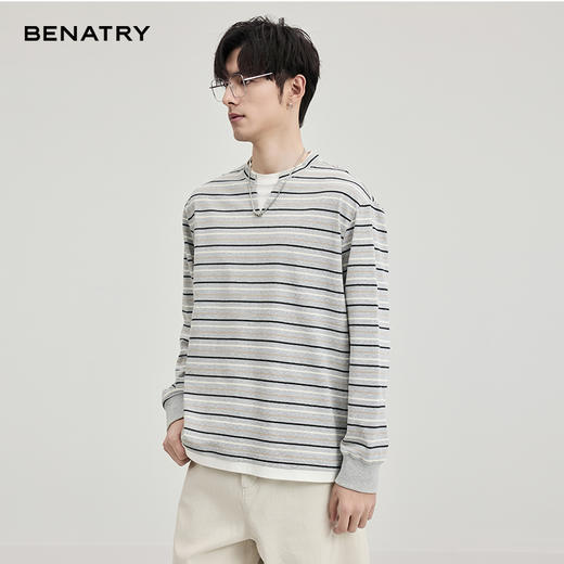 贝纳川条纹长袖T恤ECF113002 商品图3