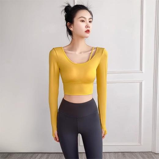 跃牌【洛水之神系列】瑜伽服长袖女带胸垫秋冬健身服时尚运动上衣瑜伽跑步t恤206 商品图1