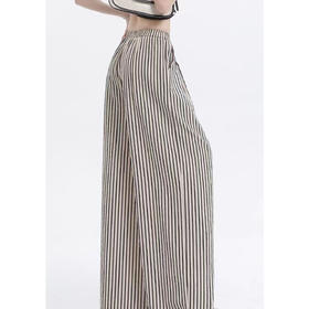 洛诗琳04732春夏新款高腰显瘦垂感复古条纹百搭休闲长裤女25280