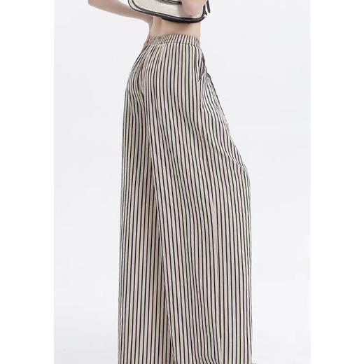 洛诗琳04732春夏新款高腰显瘦垂感复古条纹百搭休闲长裤女25280 商品图0