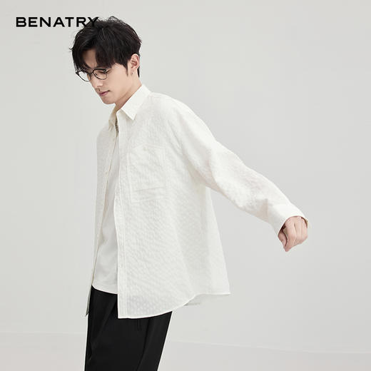 贝纳川微皱肌理长袖衬衣ECF111002401 商品图4