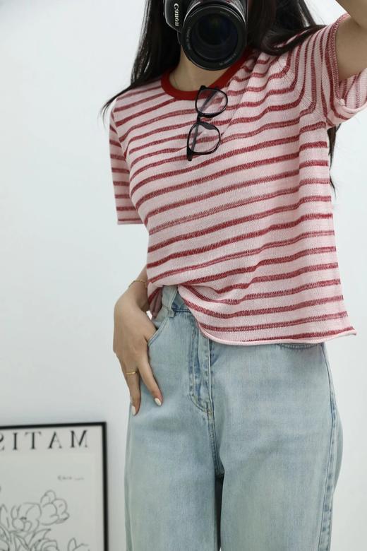 LPIUTY品牌直发！夹花撞色短袖针织衫 C067788 商品图3