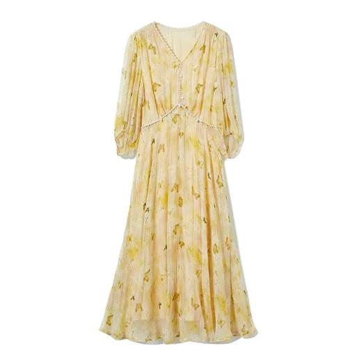 【自】全新升级【铂金会员661/天猫899/差价238】(94819) 洛诗琳2025夏季新款重工收腰优雅高端桑蚕丝连衣裙女 商品图4