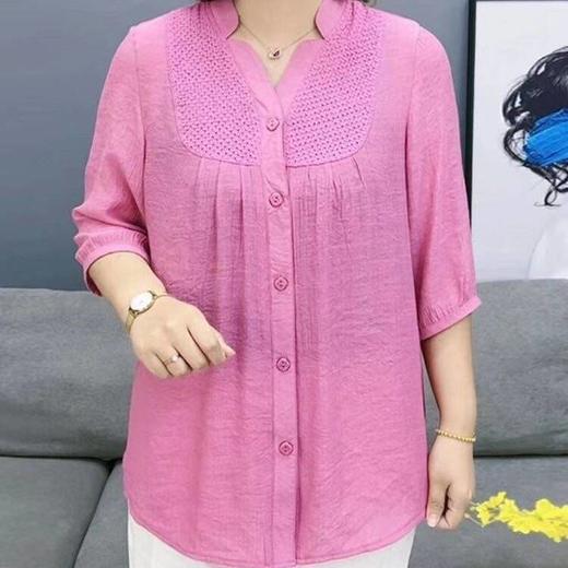 夏季高档女装加肥加大七分袖衬衫洋气胖妈妈显瘦遮肉薄款衬衣小衫 商品图1