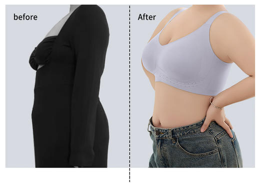 【大码内衣，卡码拍小一码，弹力很大】巨包容10D超薄软支撑内衣大U型美背:x双层交叉提拉 够力不上跑， 有效防下垂W2434 # 商品图3